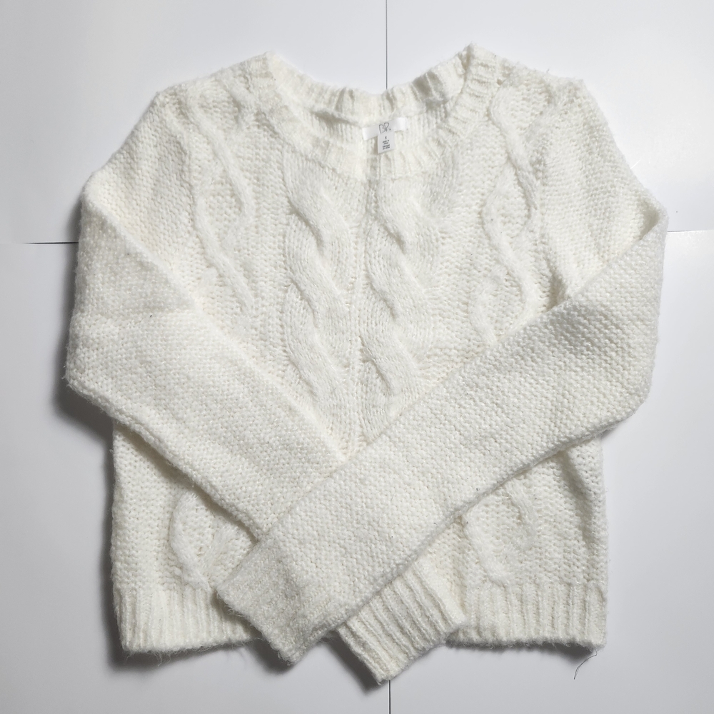 LIKE NEW BP Wool Blend Cropped Ivory Cream Cable Knit Sweater Small S